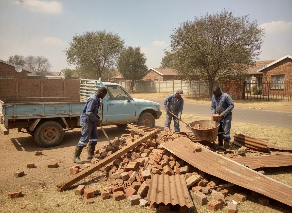 Demolition and site clearance in Roodepoort — debris cleared from a site