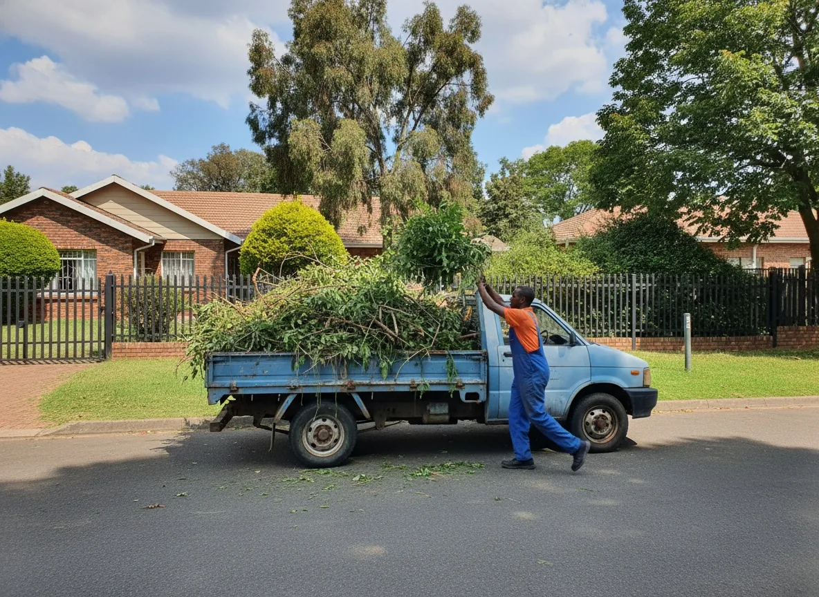 Garden refuse removal in Roodepoort — branches and cuttings being cleared